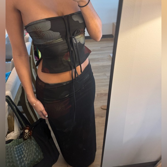 TIGER MIST TANKINI & MAXI SKIRT SET  - RED: MACRO FLORAL - Picture 2 of 5